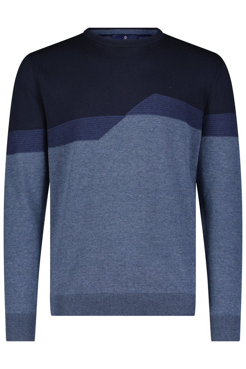 Wholesale,Luchiano Visconti, Luchiano Visconti Indigo Three Tone Crewneck Sweater, Blue, Large-44-TagL