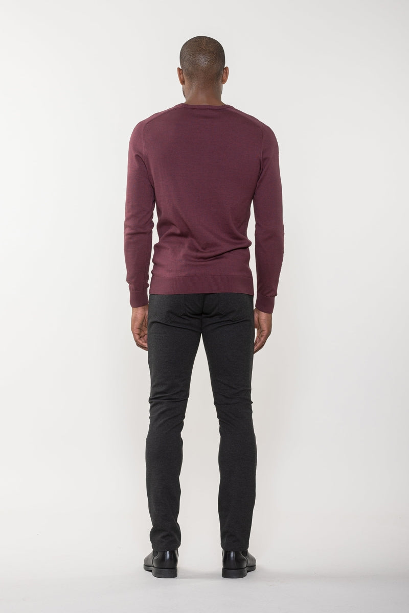 Wholesale,Luchiano Visconti, Luchiano Visconti Burgundy Hourglass Crew Neck Sweater, Red, Large-43-TagL