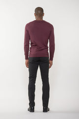 Luchiano Visconti Burgundy Hourglass Crew Neck Sweater