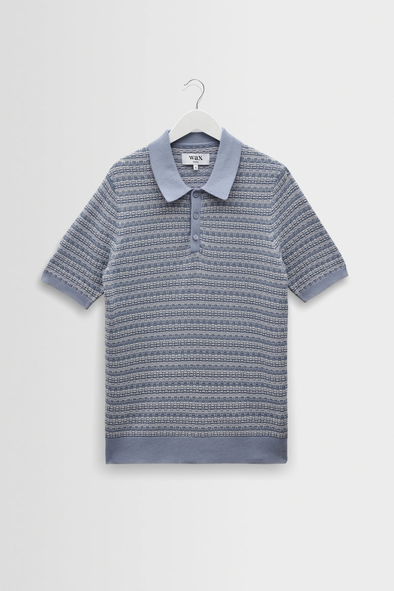Wholesale,Wax London, Wax London Light Blue Mini Geometric Knitted Polo, Blue, Medium-41-TagM