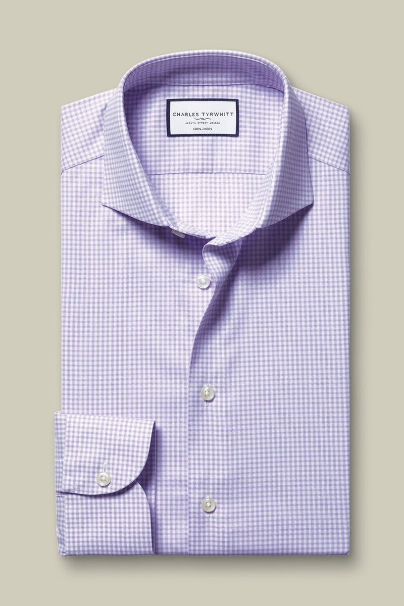 Wholesale,Charles Tyrwhitt, Charles Tyrwhitt Lilac Performance Twill Check Shirt, Purple, Large-46-Tag16.5Small-40-Tag15Medium-44-Tag16