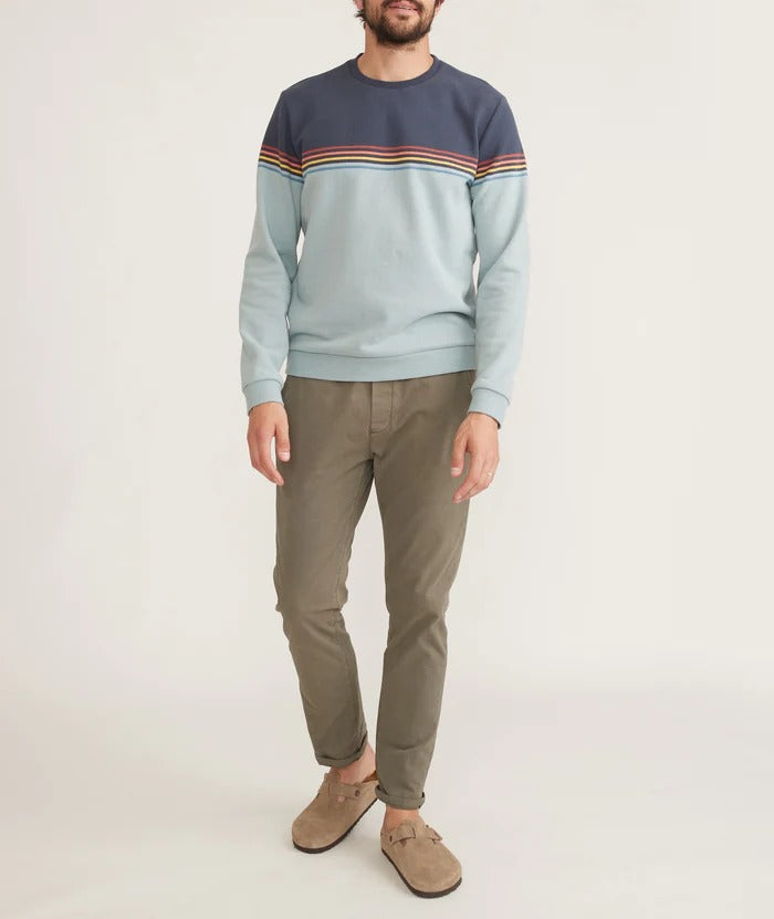 Wholesale,Marine Layer, Marine Layer Blue Colorblock Fleece Crewneck Sweatshirt, Blue, Extra Large-49-TagXLLarge-46-TagLMedium-43-TagMSmall-41-TagSExtra Extra Large-52-TagXXL