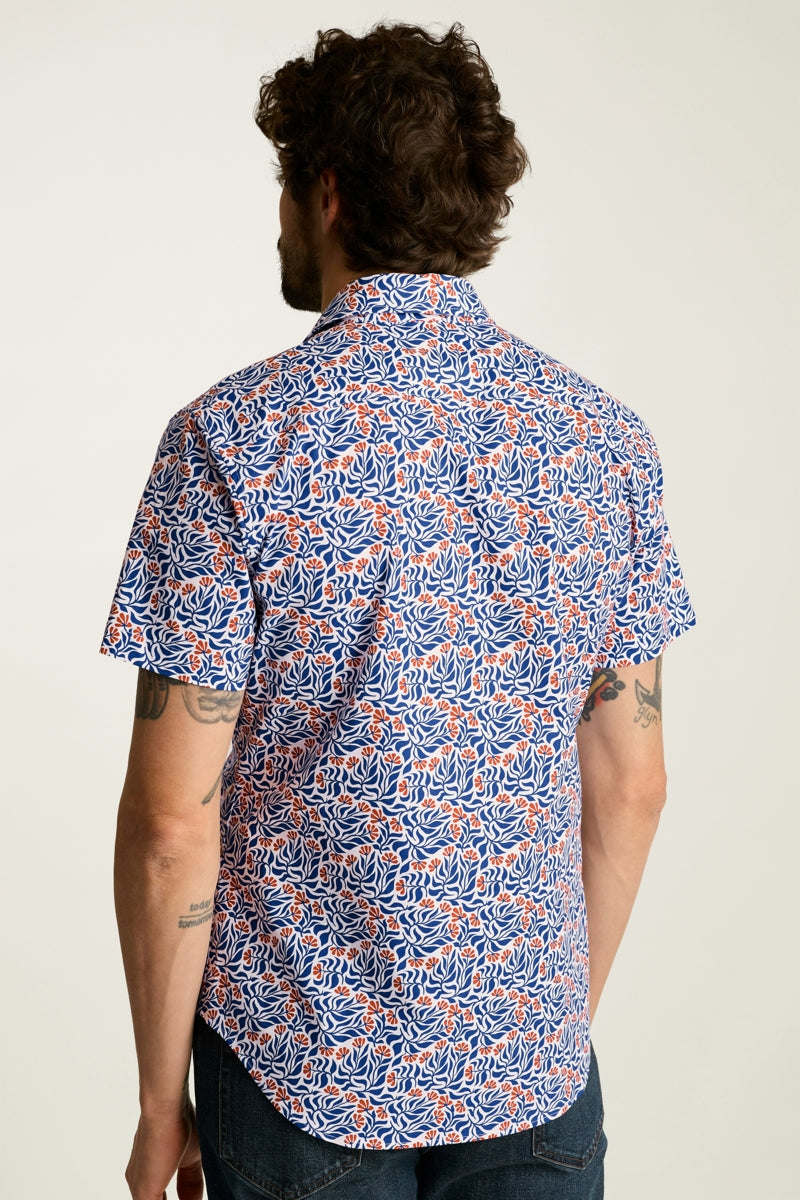 Wholesale,Bonobos, Bonobos Blue/Red Floral Scatter Print Stretch Shirt, Blue, Small-40-TagSMedium-43-TagMLarge-46-TagLExtra Large-49-TagXLExtra Extra Large-52-TagXXL