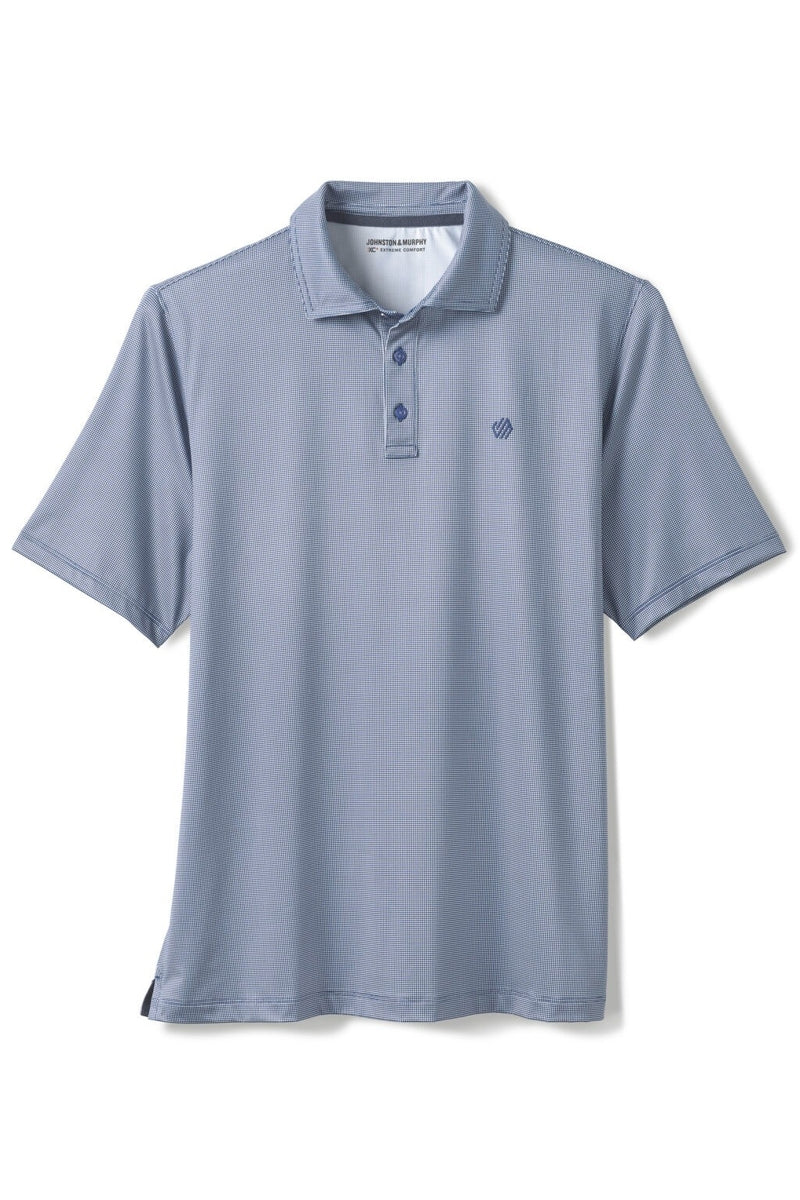 Wholesale,Johnston & Murphy, Johnston & Murphy Navy/White Gingham Performance Polo, Blue, Extra Large-50-TagXL