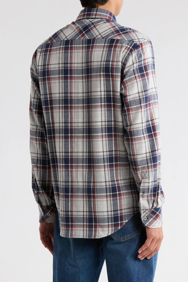 Wholesale,James Campbell, James Campbell Grey/Navy Yarn-dyed Plaid Twill Shirt, Grey, Small-40-TagSMedium-43-TagMLarge-46-TagLExtra Large-50-TagXLExtra Extra Large-54-TagXXL