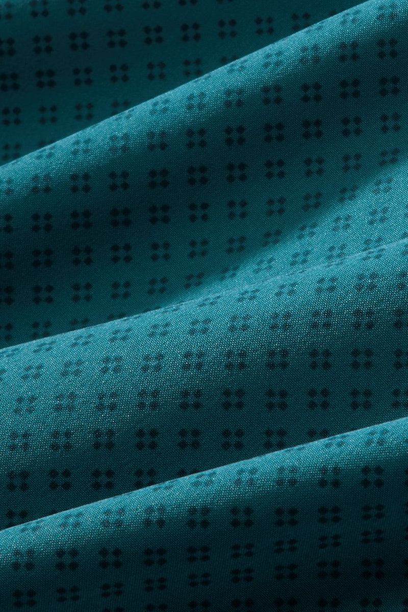 Wholesale,Mizzen + Main, Mizzen + Main Dark Teal Clover Print Trim Shirt, Green, Medium-43-TagMLarge-46-TagLExtra Large-49-TagXL