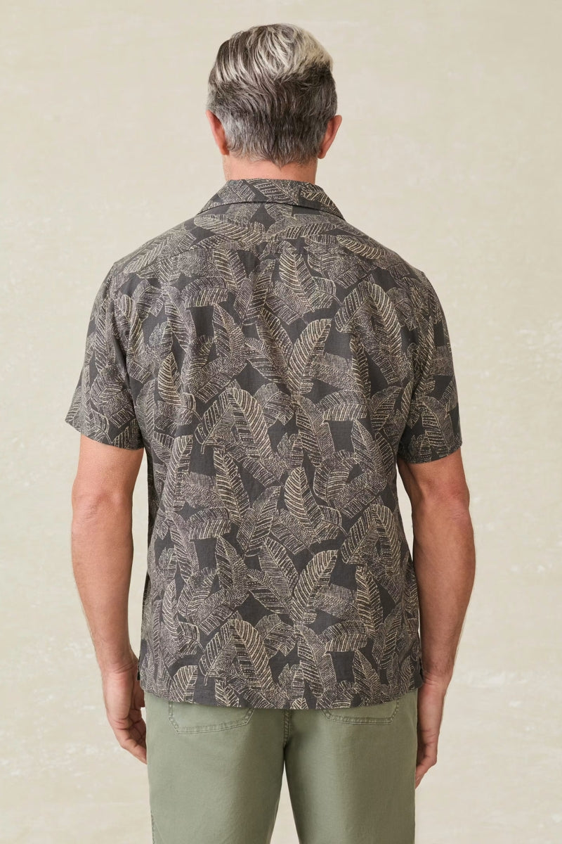 Wholesale,Faherty, Faherty Graphite Tropical Print Camp Shirt, Grey, Small-41-TagSMedium-43-TagMLarge-46-TagLExtra Large-49-TagXLExtra Extra Large-52-TagXXL