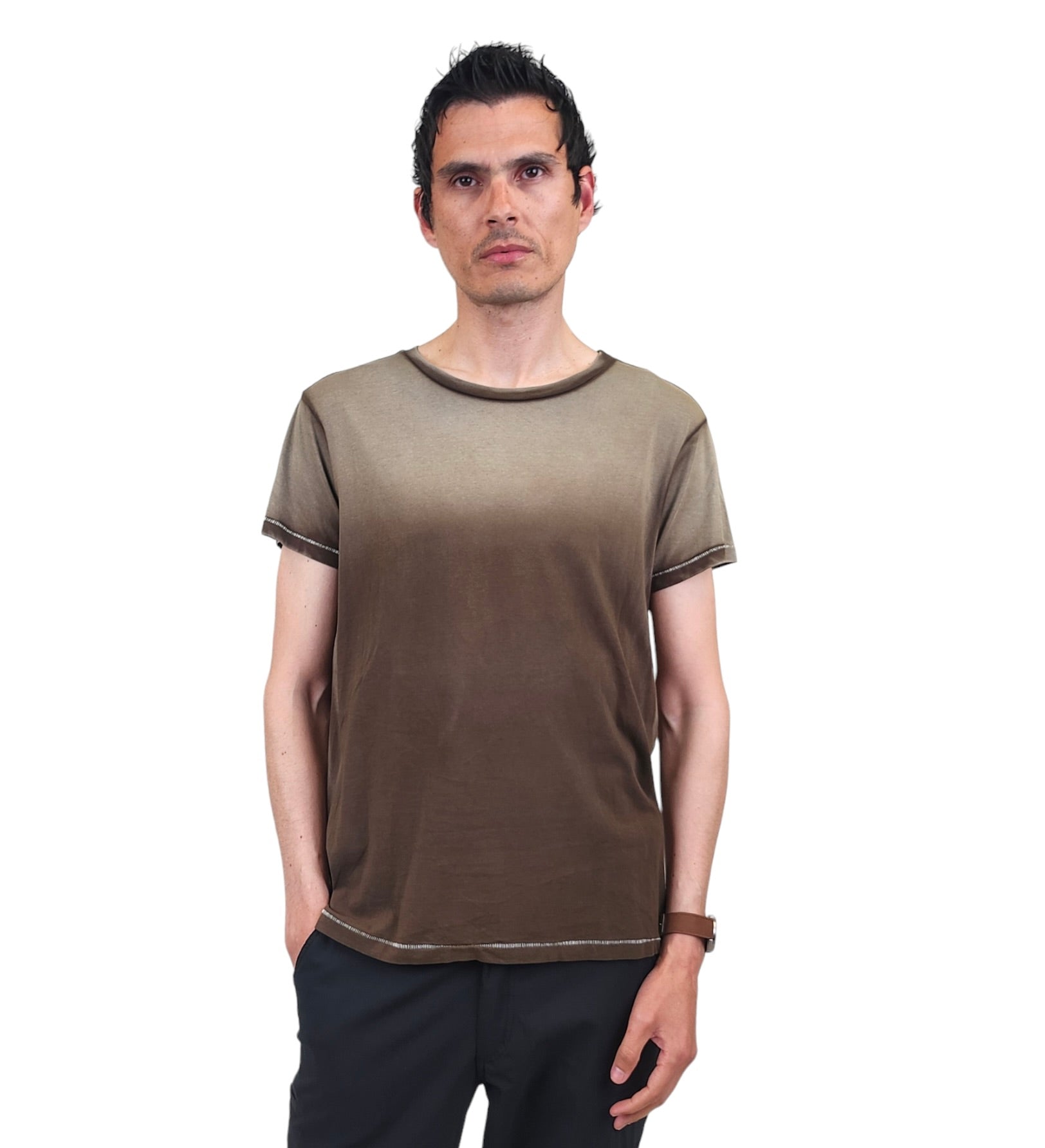 Wholesale,Reese De Luca, Reese De Luca Olive Gradient Short Sleeve T-Shirt, Green, Medium-40-TagM