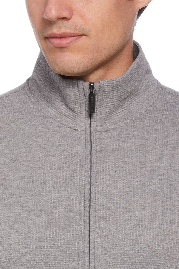 Perry Ellis Grey Waffle Full Zip Jacket