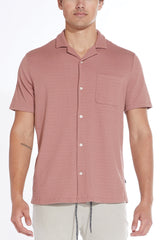 Civil Society Light Brown Matelassé Knit Textured Short Sleeve Resort Shirt