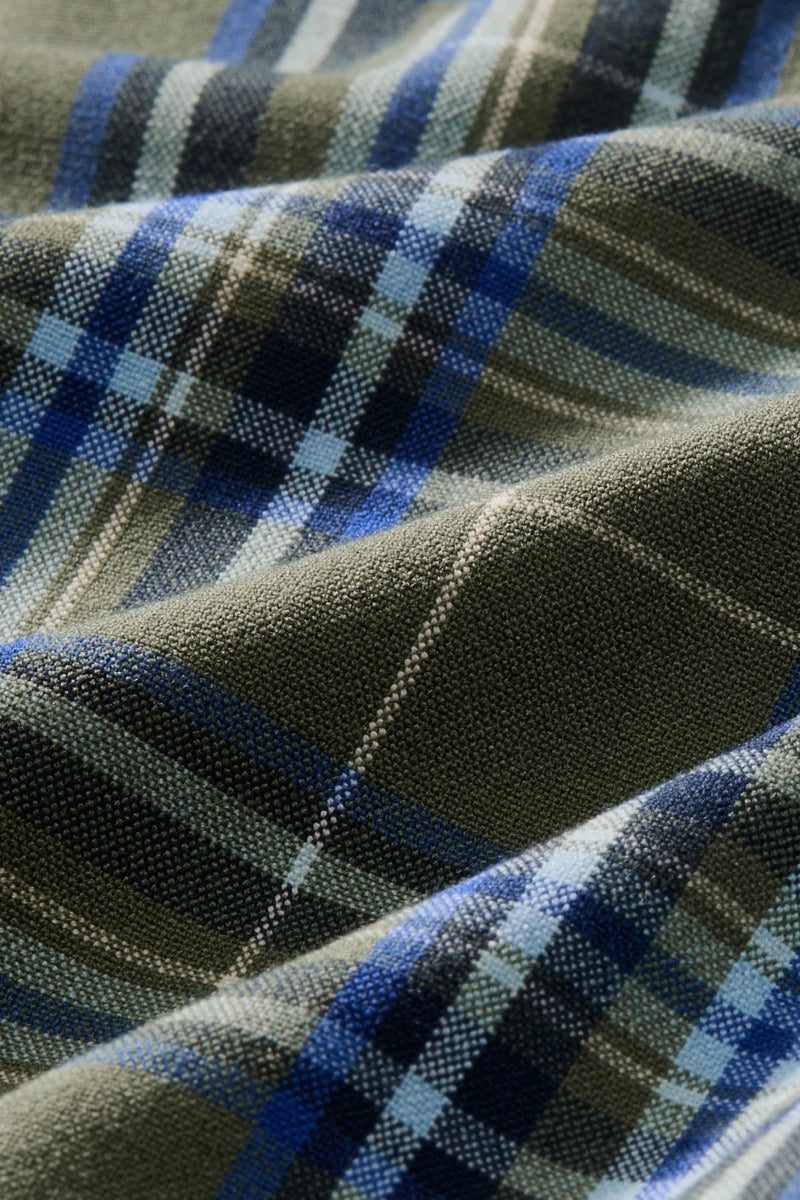 Wholesale,Mizzen + Main, Mizzen + Main Olive/Blue Plaid Trim Flannel Shirt, Green, Large-46-TagL