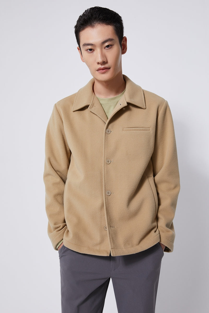 Direct From Brand,FYNE, FYNE Khaki Brushed Water-repellent Fleece Jacket, Tan, Medium-44-TagM