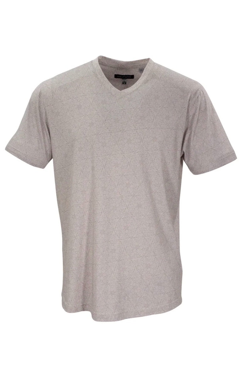 Direct From Brand,Lords of Harlech, Lords of Harlech Tan Geo V-neck Slub Jersey T-Shirt, Tan, Large-44-TagL