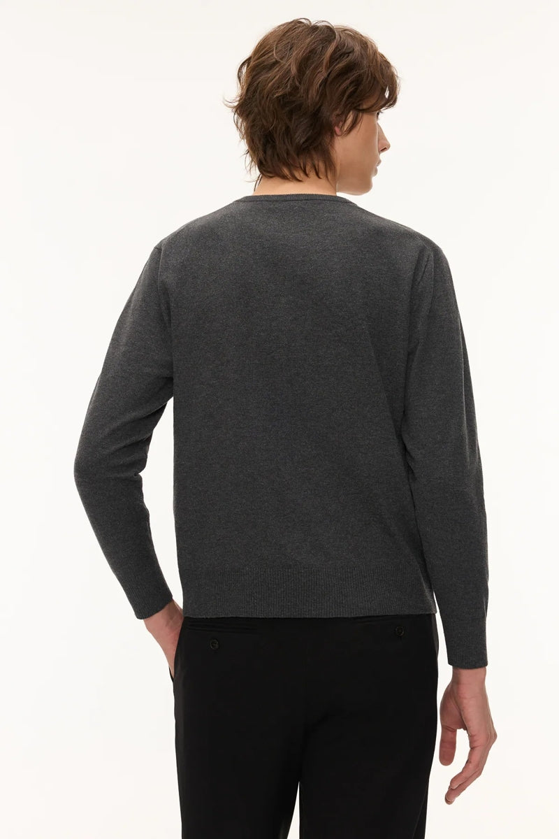 Direct From Brand,FYNE, FYNE Dark Grey Knit Henley, Grey, Medium-41-TagM