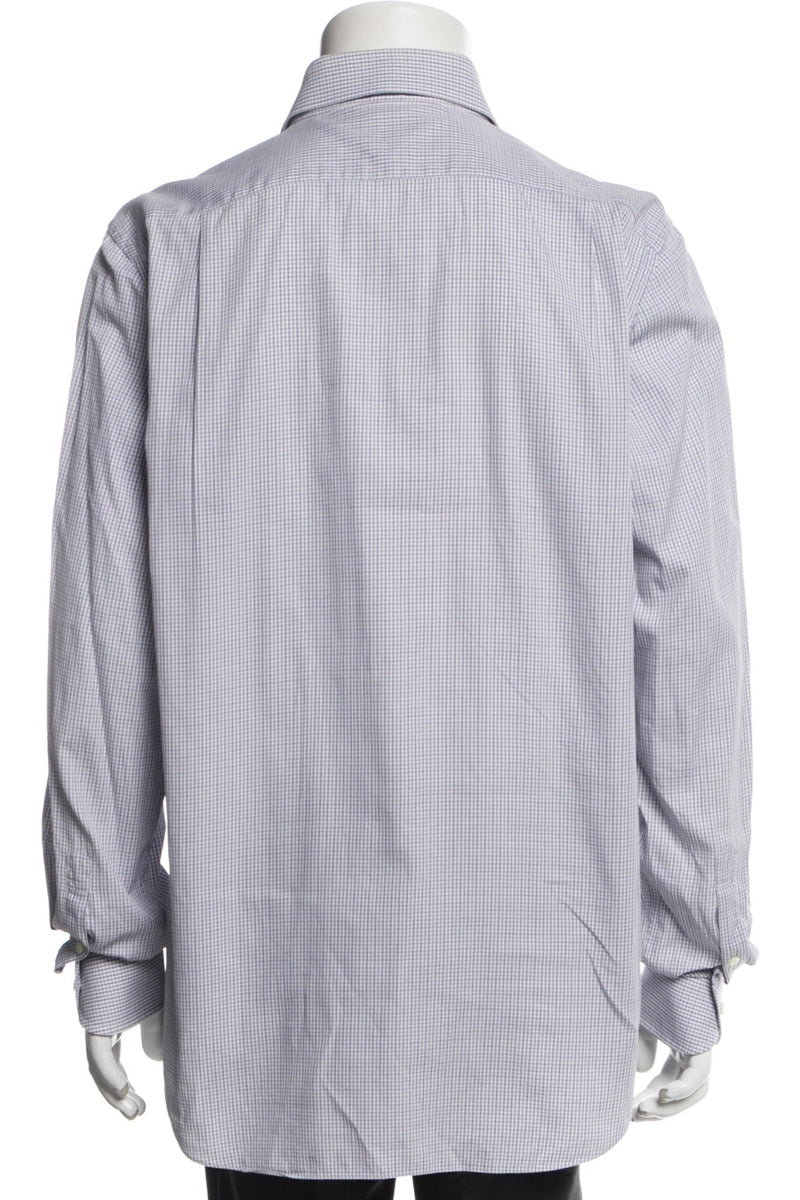 RealReal,Battistoni, Battistoni Blue/Tan Plaid Print Long Sleeve Shirt, Blue, Large-48-TagL