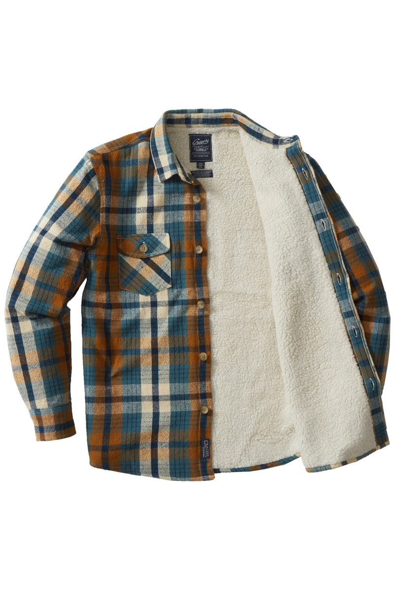 Other,Grayers, Grayers Edmund Multi Blue/Tan Sherpa Lined Fleece Shacket, Blue, Small-44-TagS