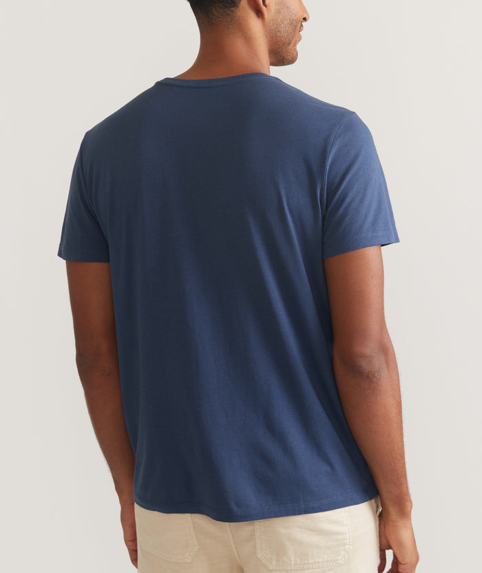 Wholesale,Marine Layer, Marine Layer Vintage Indigo Printed Pop Contrast Pocket Tee, Blue, Extra Large-48-TagXL
