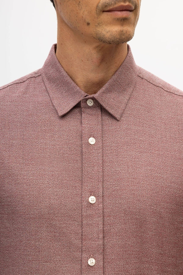 Julian & Mark Heather Burgundy Brushed Flannel Shirt