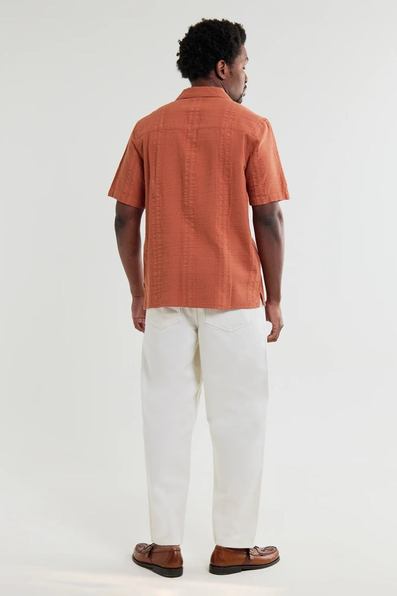 Wholesale,Wax London, Wax London Rust Double-Weave Seersucker Shirt, Orange, Large-47-TagLExtra Large-49-TagXLExtra Extra Large-52-TagXXLMedium-45-TagM