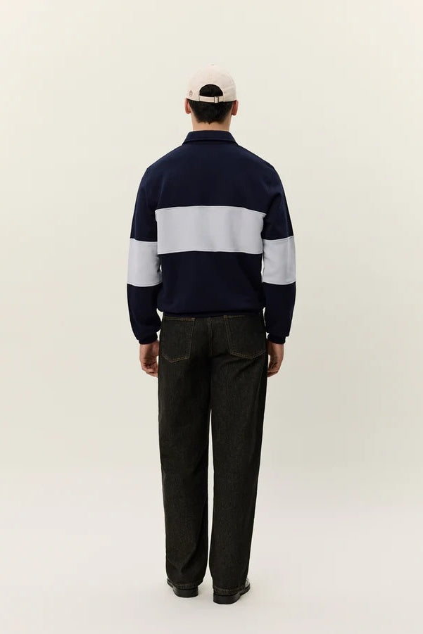 Wholesale,Les Deux, Les Deux Navy with White Qtr Zip Sweatshirt, Blue, Extra Small-42-TagXSSmall-44-TagSMedium-46-TagMLarge-48-TagLExtra Large-50-TagXL