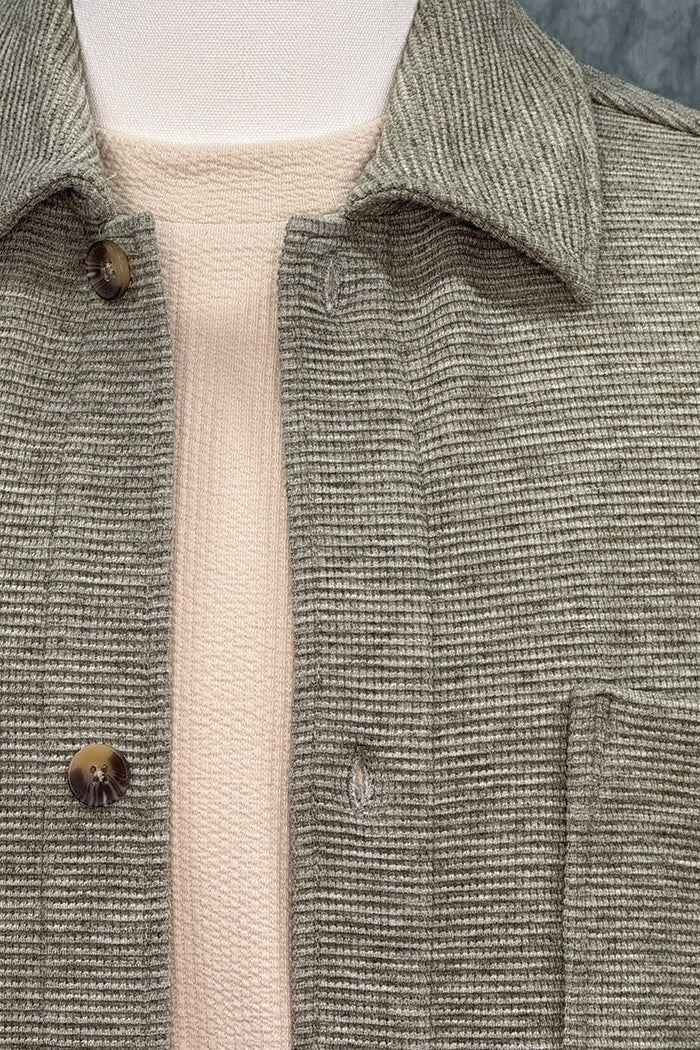 Wholesale,Civil Society, Civil Society Heather Sage Rib Textured Knit Overshirt, Green, Large-46-TagL