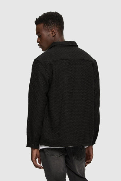 Wholesale,Kuwalla, Kuwalla Black Basket Jacquard Weave 4 Pocket Shacket, Black, Medium-44-TagM