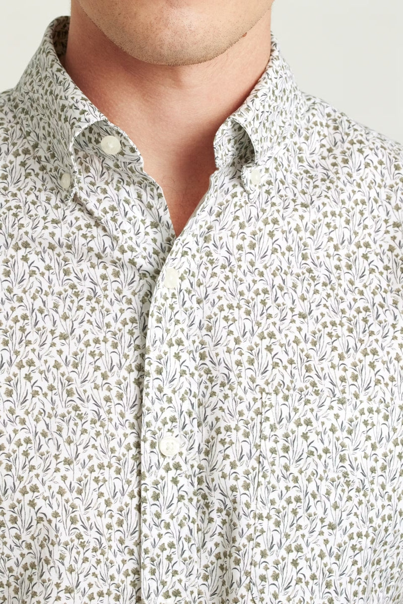 Wholesale,Bonobos, Bonobos Olive Floral Scatter Print Stretch Shirt, Green, Small-40-TagSMedium-43-TagMExtra Large-49-TagXLExtra Extra Large-52-TagXXL