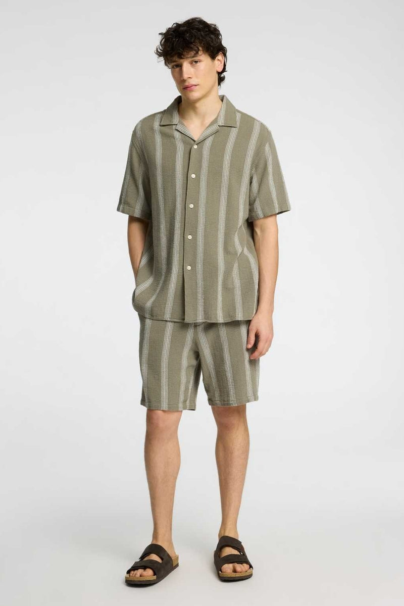 Wholesale,Selected Homme, Selected Homme Green with White Striped Textured Shirt, Green, Medium-46-TagMExtra Large-51-TagXLLarge-49-TagL