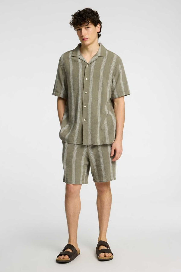 Selected Homme Green with White Striped Textured Shirt