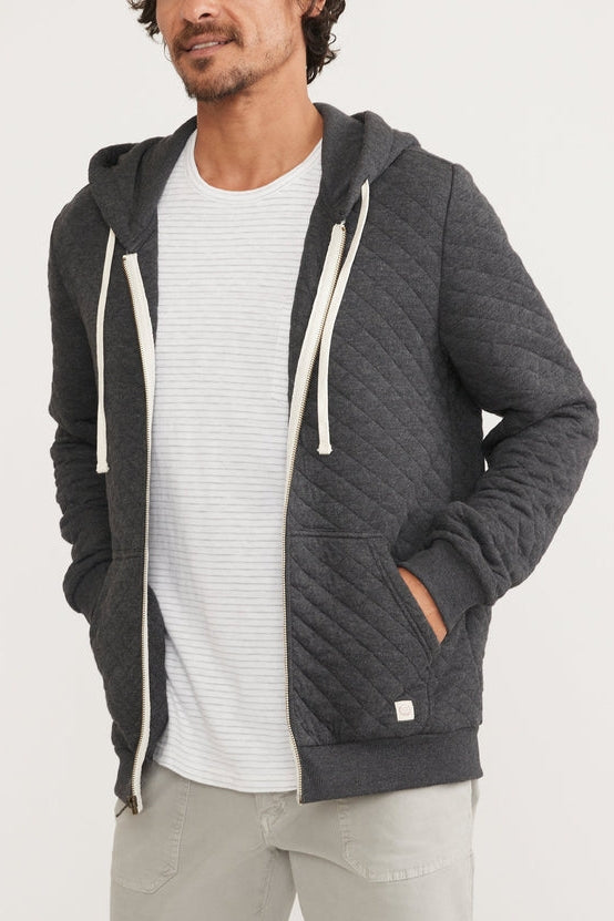 Marine Layer Dark Heather Grey Full Zip Corbet Quilted Hoodie