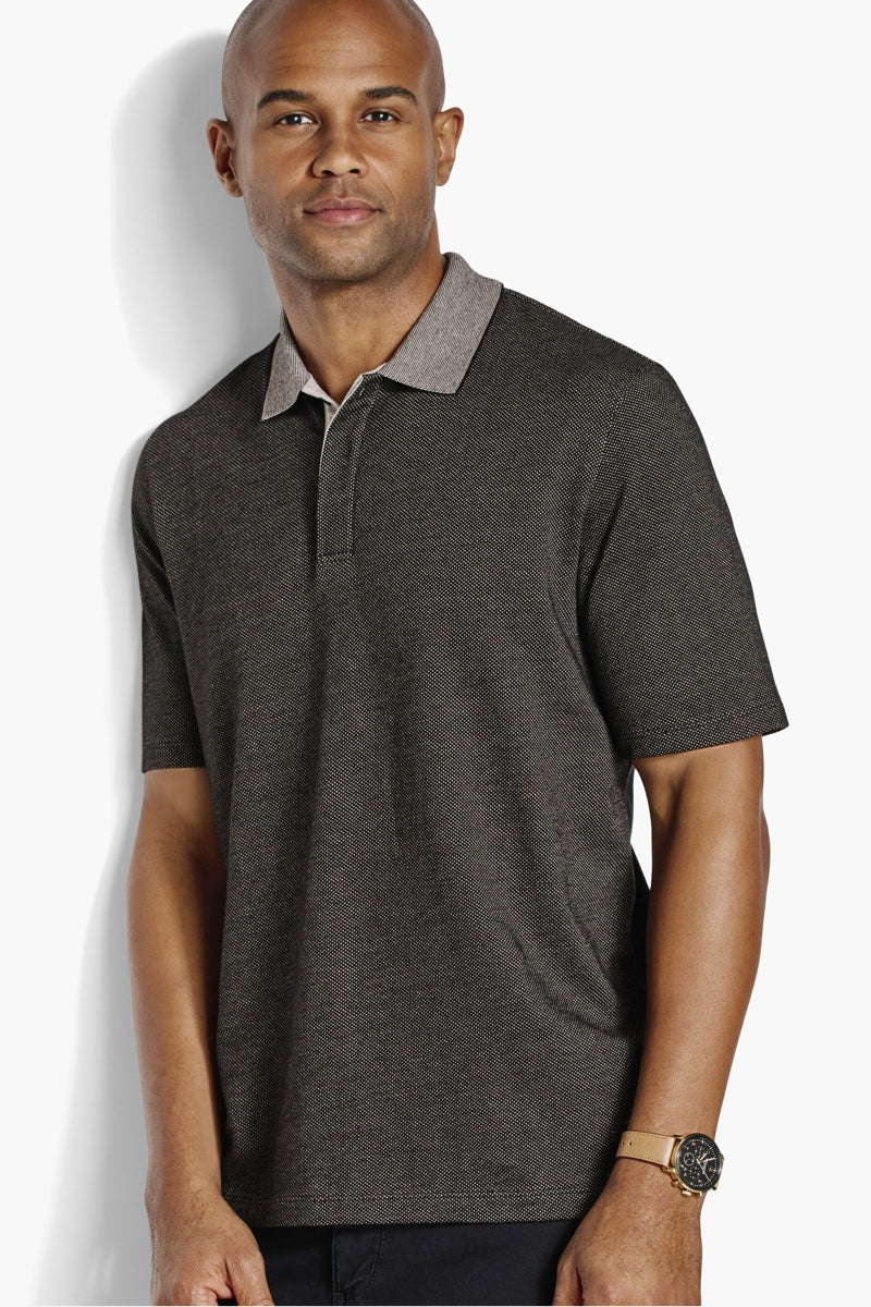 Wholesale,Johnston & Murphy, Johnston & Murphy Charcoal Birdseye Tonal Polo, Grey, Extra Large-50-TagXL