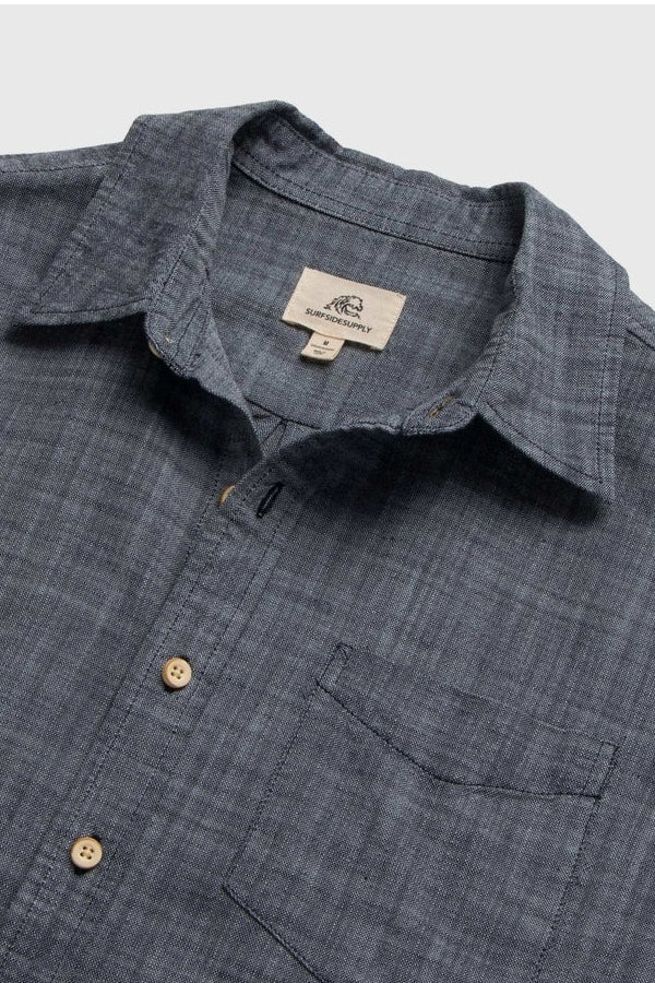 Surfside Supply Navy Blazer 2 Tone Cotton Slub Weave Shirt
