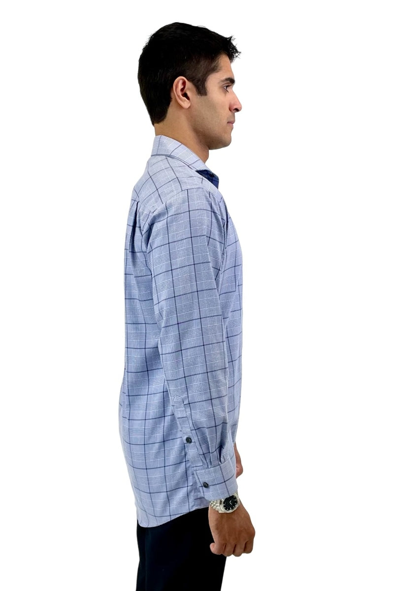 Other,Tasso Elba, Tasso Elba Blue Plaid Non-iron Dress Shirt, Blue, Medium-43-TagS