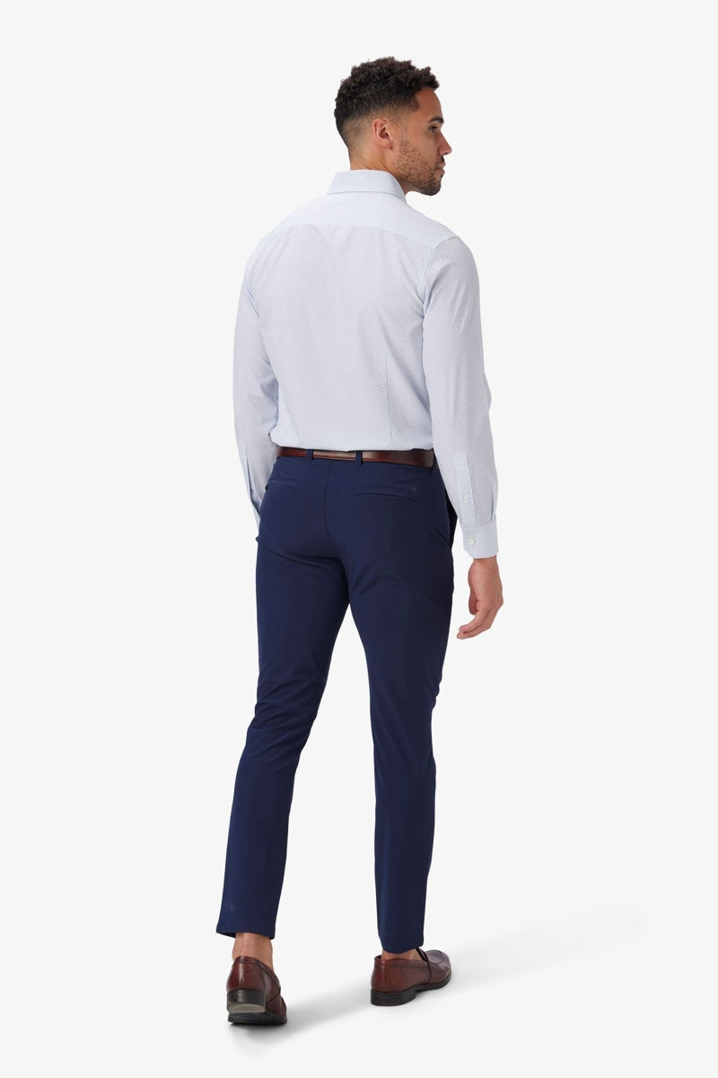 Wholesale,Mizzen + Main, Mizzen + Main White with Blue Plus Print Trim Dress Shirt, White, Large-46-TagL