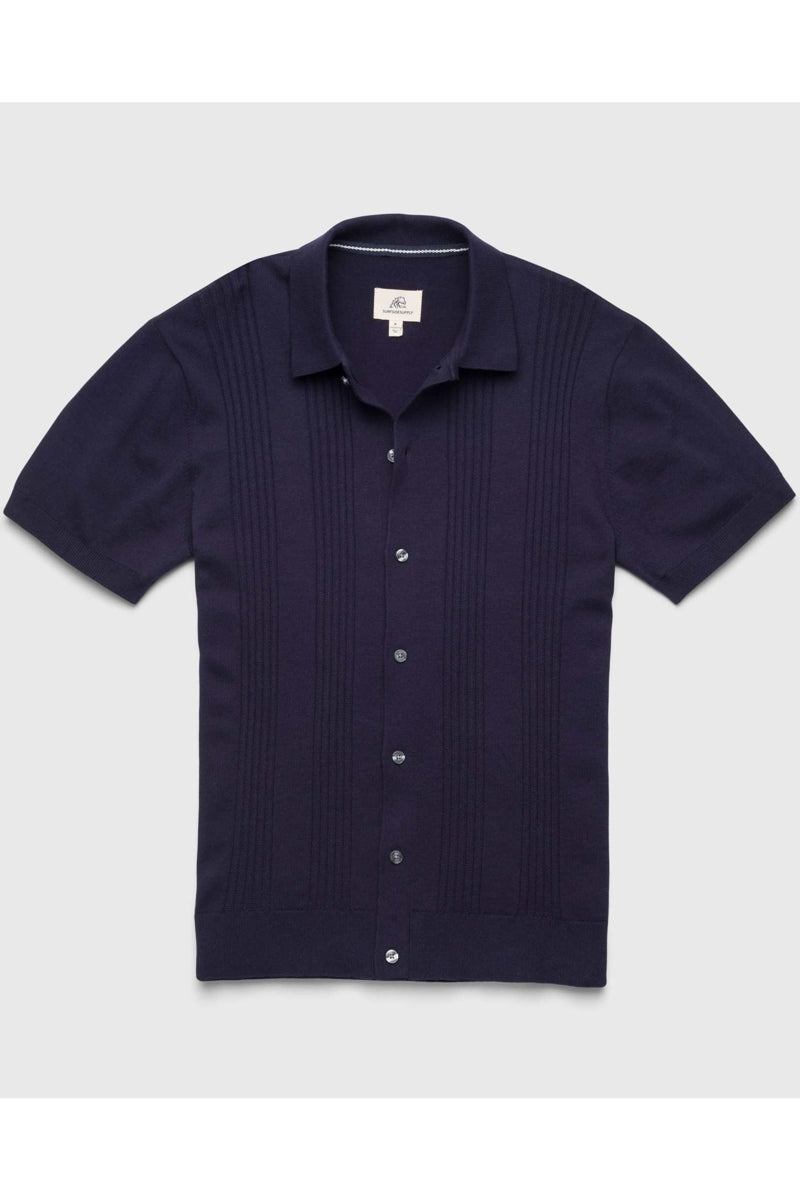 Wholesale,Surfside Supply, Surfside Supply Navy Vertical Stripe Rib Knit Shirt, Blue, Extra Extra Large-50-TagXXL