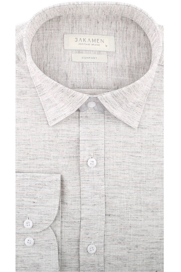 Wholesale,Jakamen, Jakamen Light Grey Textured Cotton/Linen Comfort Fit Shirt, Grey, Small-41-TagS