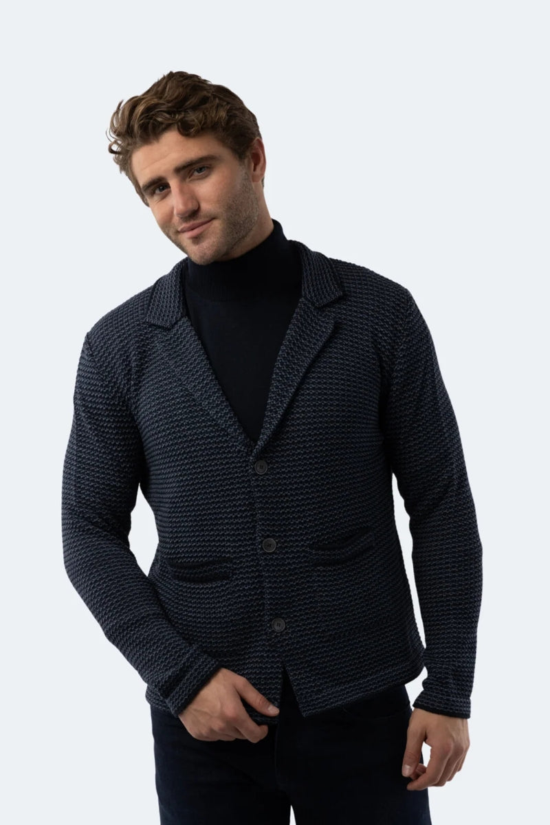 Wholesale,Luchiano Visconti, Luchiano Visconti Navy Knit Textured Cardigan, Blue, Large-46-TagLExtra Large-48-TagXLExtra Extra Large-49-TagXXL