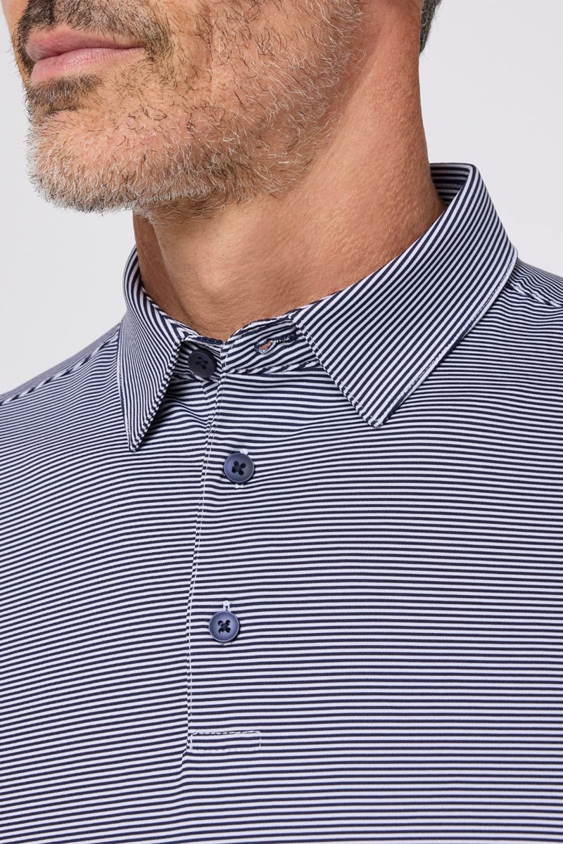 Wholesale,Mizzen + Main, Mizzen + Main Navy/White Stripe Knit Trim Fit Polo, Blue, Extra Large-48-TagXL