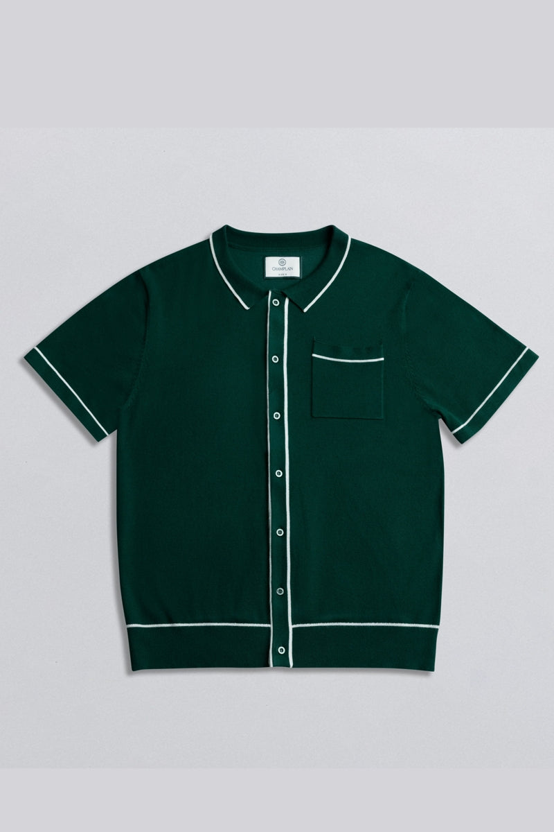 Wholesale,Champlain, Champlain Green Knit Button Down Polo Shirt, Green, Extra Large-46-TagXL