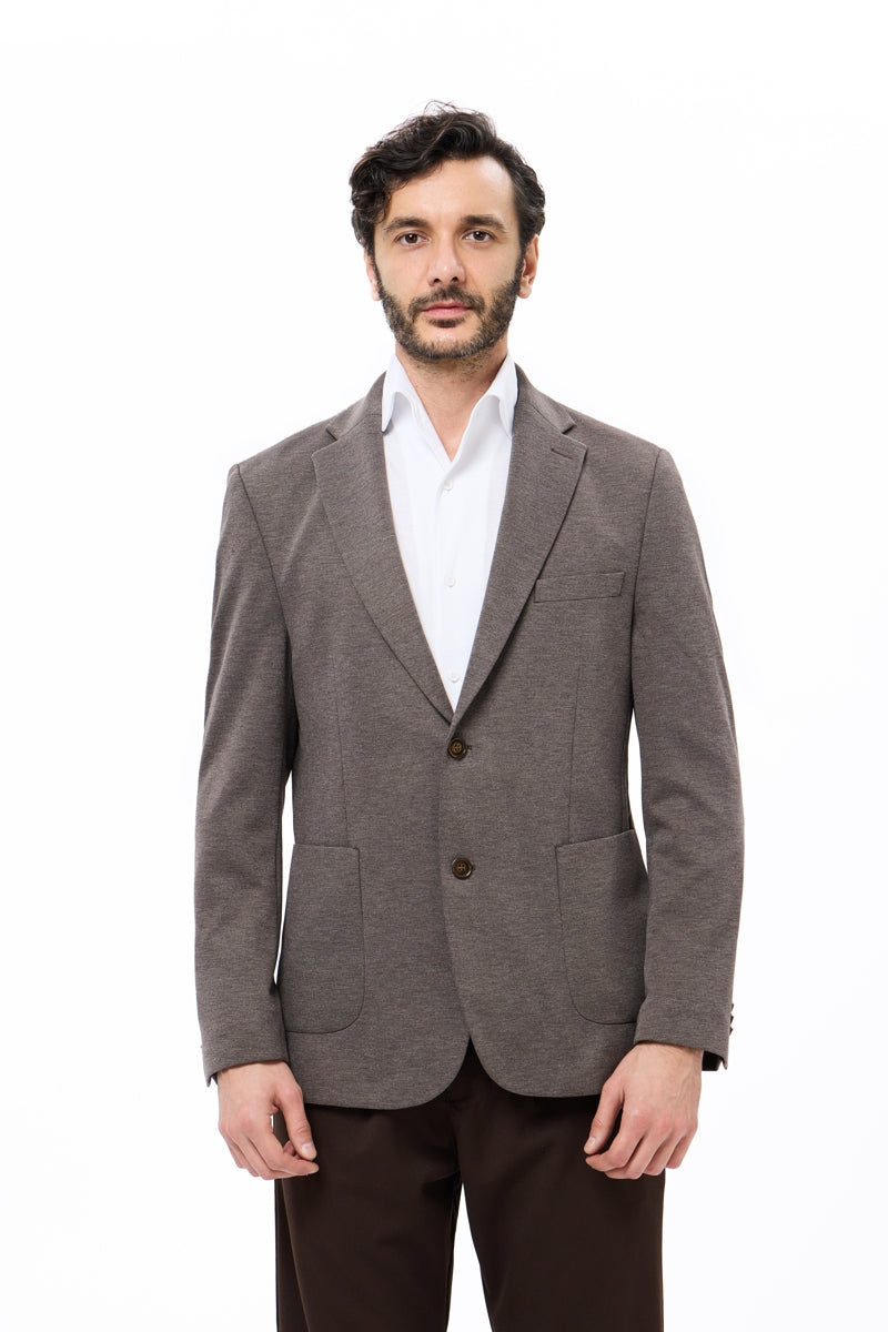 Wholesale,Luchiano Visconti, Luchiano Visconti Coffee Mercerized Piqué Dobby Knit Blazer, Brown, Extra Large-46-Tag44