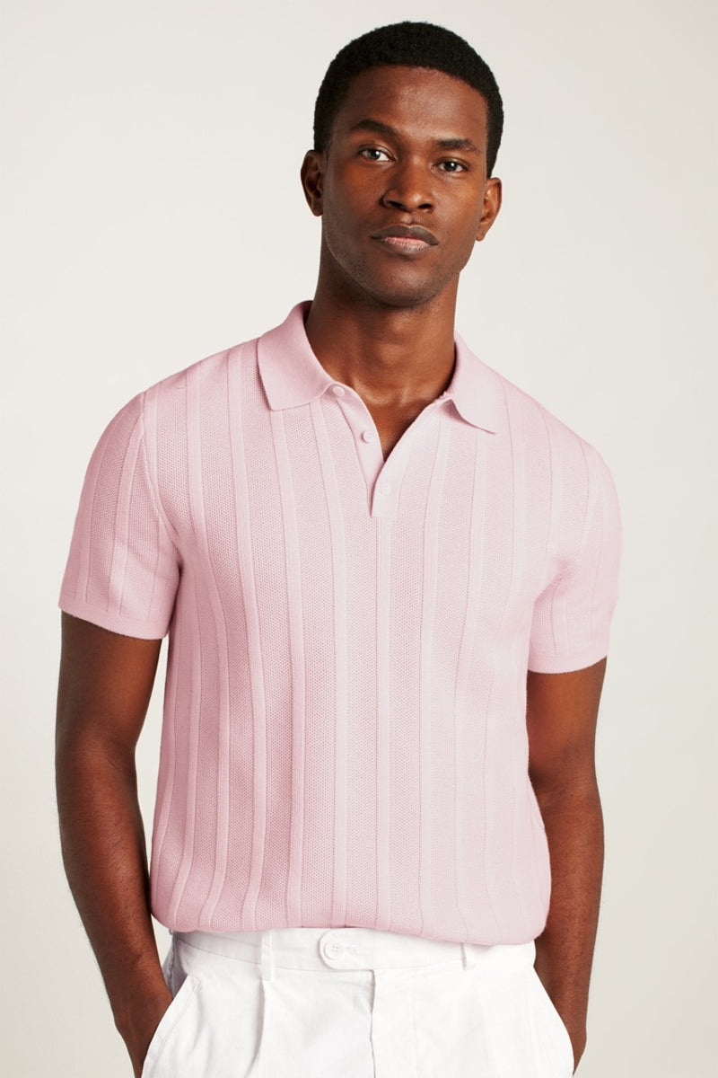 Wholesale,Bonobos, Bonobos Pink Cotton Honeycomb Textured Sweater Polo, Pink, Large-45-TagL