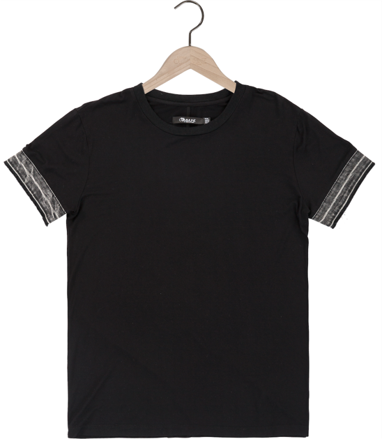 Wholesale,Reese De Luca, Reese De Luca Black Bamboo  Denim Contrast Sleeve Jersey T-Shirt, Black, Large-43-TagM