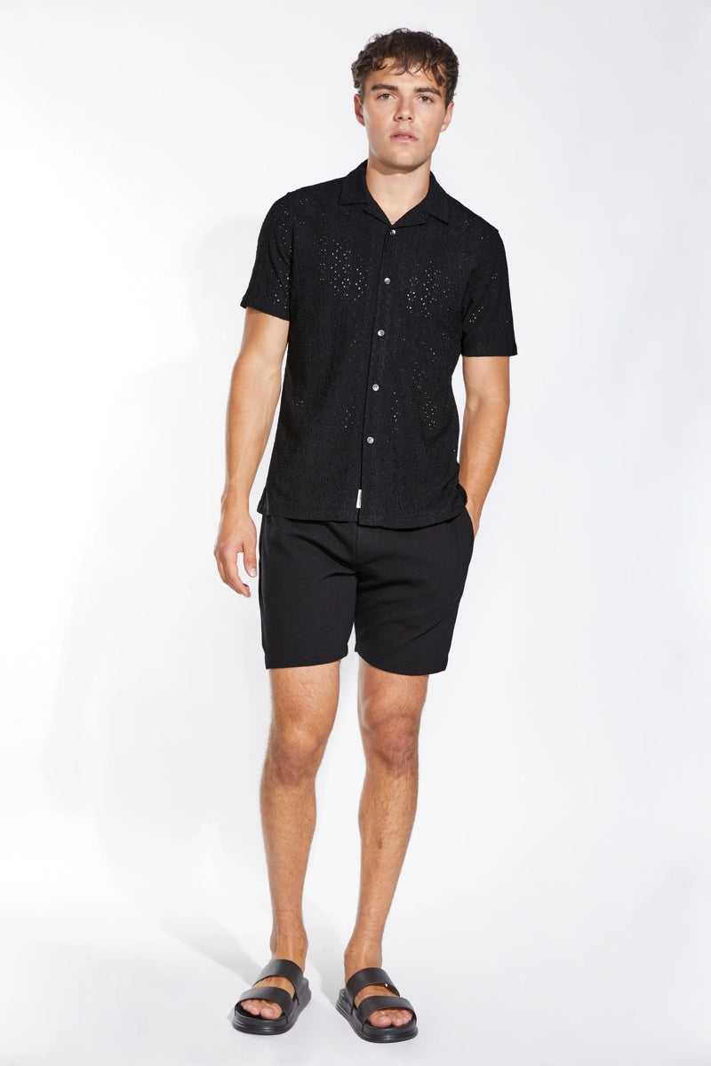 Wholesale,Civil Society, Civil Society Black Eyelet Jacquard Stretch Knit Shirt, Black, Small-41-TagSMedium-43-TagMLarge-45-TagL