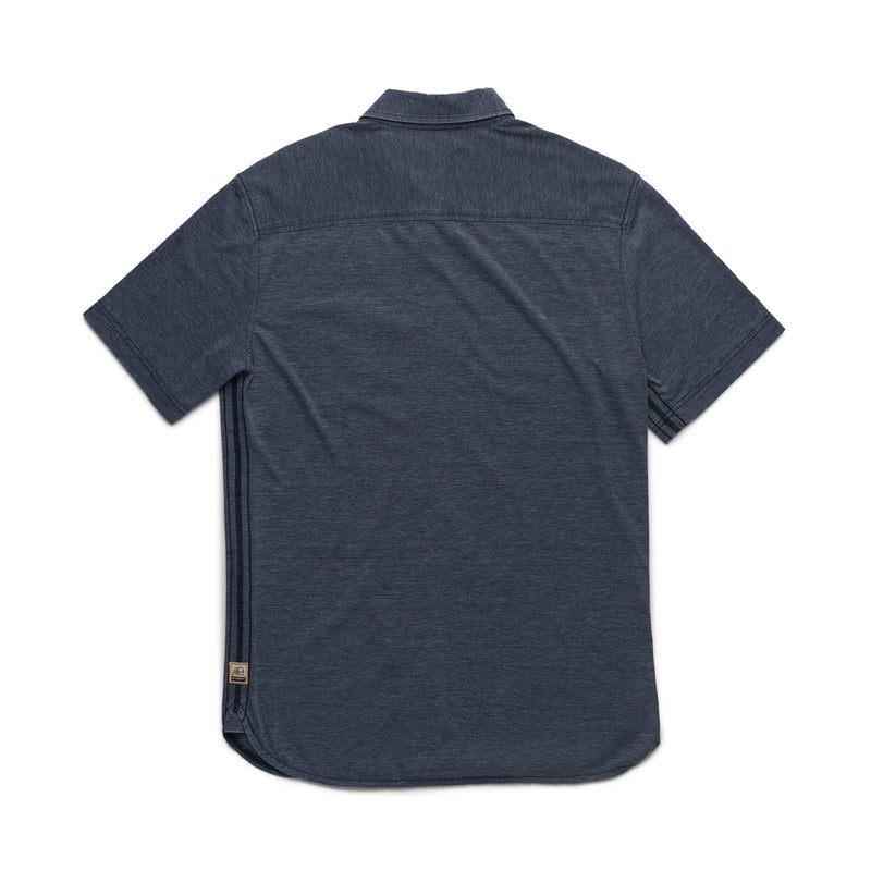 Surfside Supply Navy Burnout Knit Button Up Short Sleeve Shirt