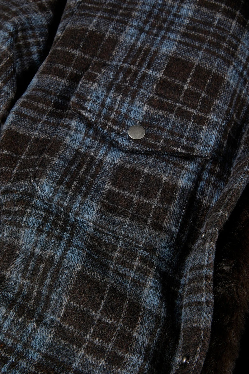 Wholesale,Nicoby Age of Wisdom, Nicoby Age of Wisdom Brown Plaid Flannel Mink Lining Shacket, Brown, Medium-45-TagM