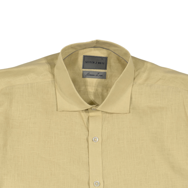 Stitch Note Sand European Linen Classic Long Sleeve Shirt