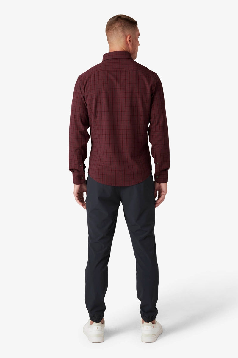 Wholesale,Mizzen + Main, Mizzen + Main Maroon/Grey Plaid Trim Flannel Shirt, Red, Small-42-TagSExtra Extra Large-52-TagXXL