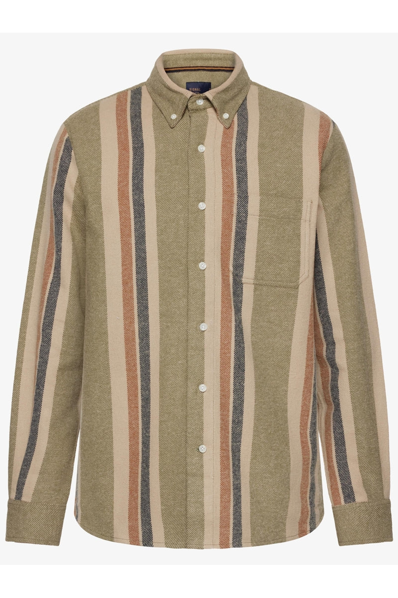 Wholesale,Signal Clothing, Signal Clothing Tan/Olive Heavy Twill Stripe Shirt, Tan, Extra Large-50-TagXL