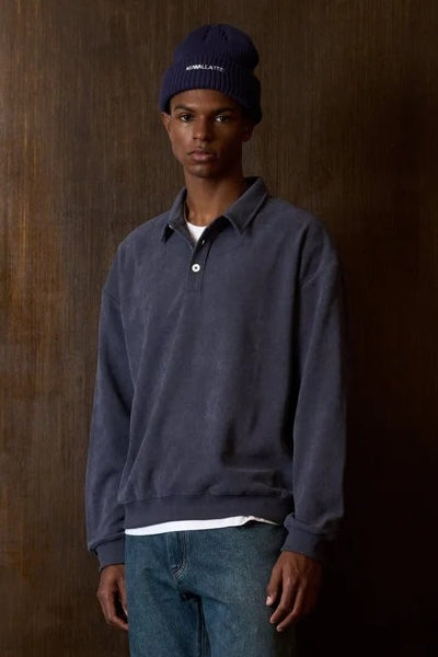 Wholesale,Kuwalla, Kuwalla Dark Blue Ribbed Textured Chenille Polo, Blue, Extra Extra Large-52-TagXXL