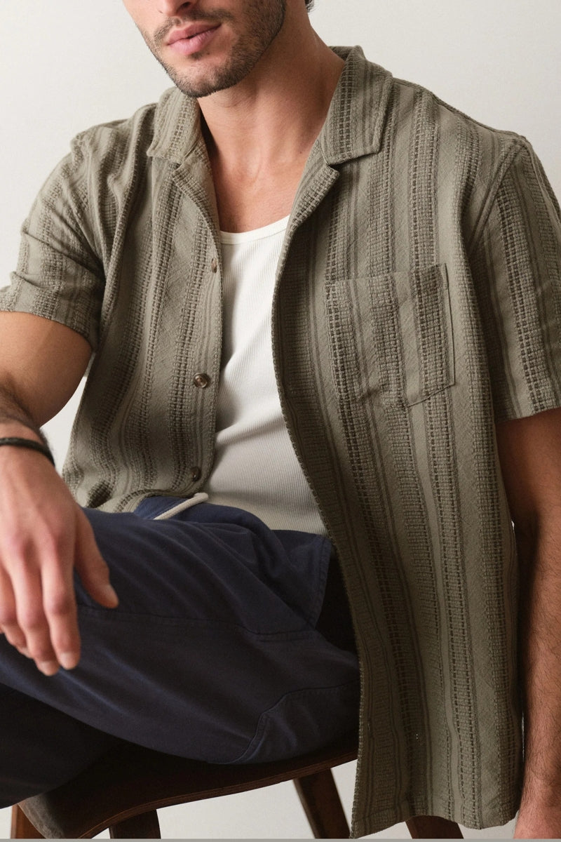 Wholesale,Marine Layer, Marine Layer Olive Dobby Textured Resort Shirt, Green, Medium-44-TagMLarge-46-TagLExtra Large-50-TagXLExtra Extra Large-54-TagXXL
